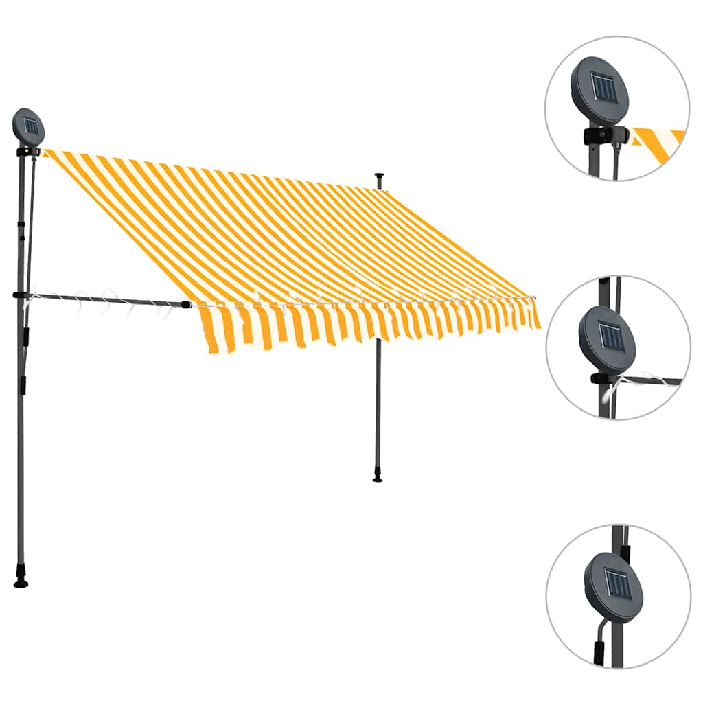 Käsitsi sissetõmmatav varikatus, LED, 300 cm, valge ja oranž