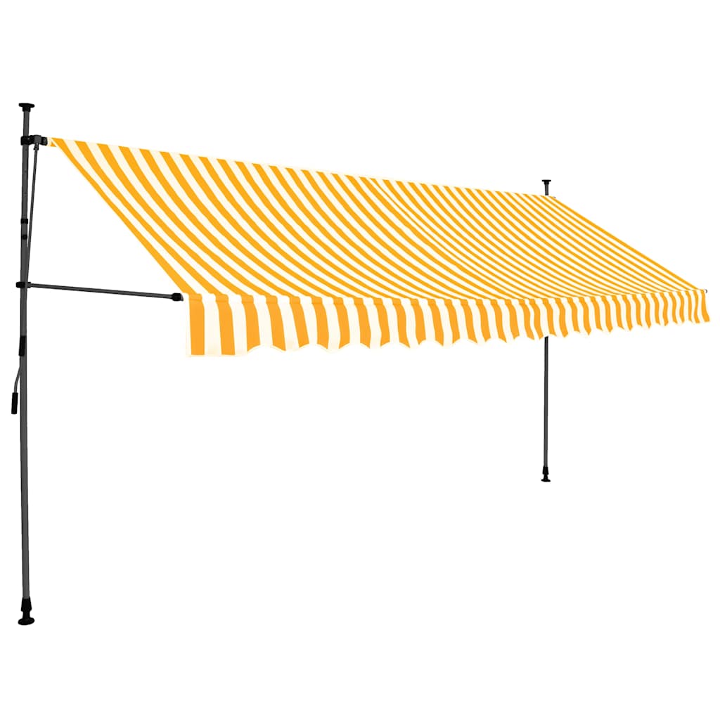 Käsitsi sissetõmmatav varikatus, LED, 400 cm, valge ja oranž