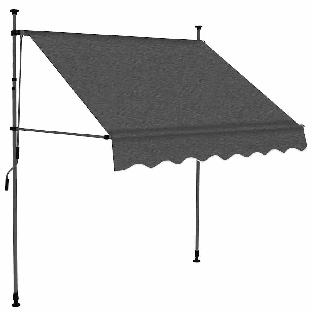 Käsitsi sissetõmmatav varikatus, LED-tulega, 100 cm, antratsiit