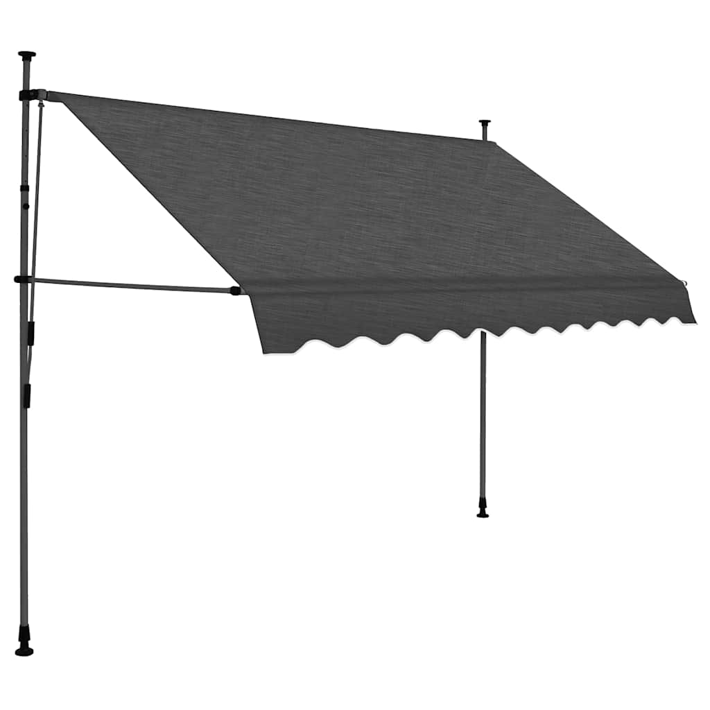 Käsitsi sissetõmmatav varikatus, LED-tulega, 300 cm, antratsiit