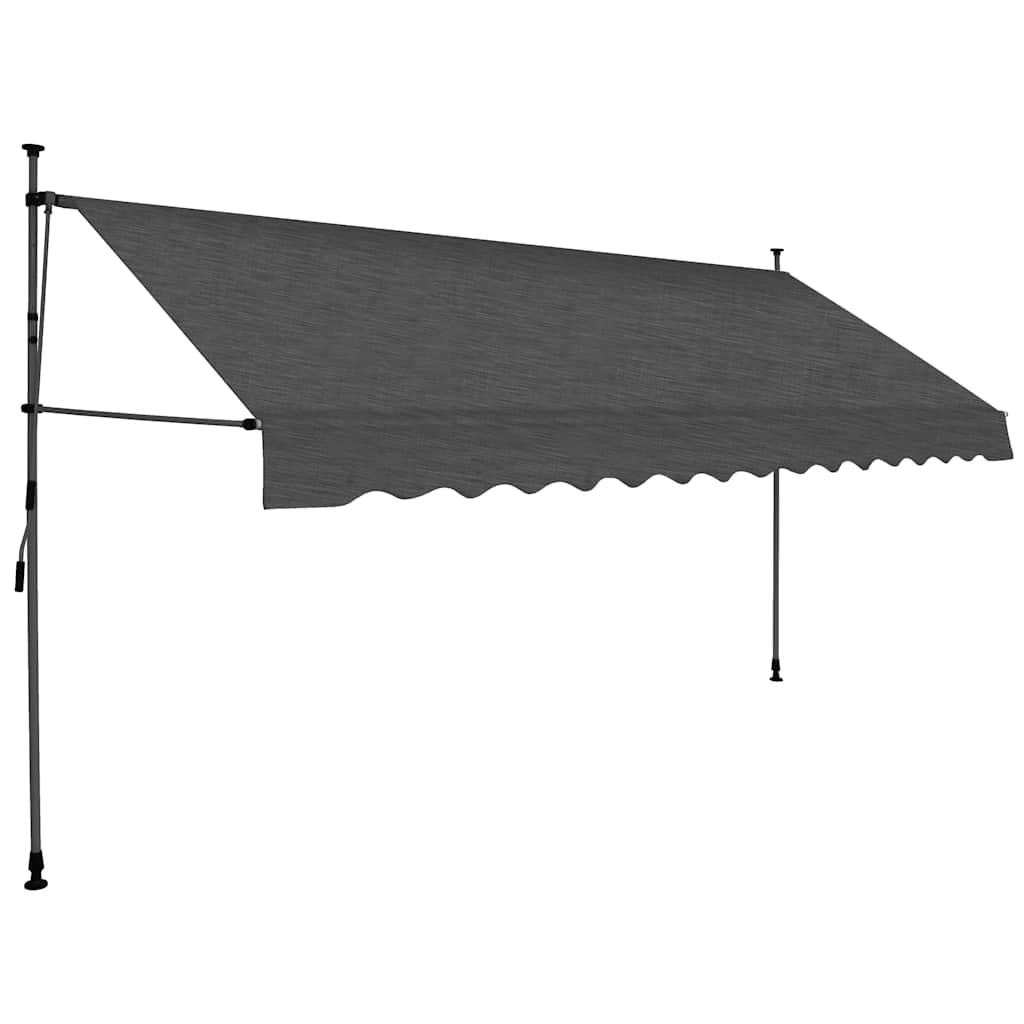 Käsitsi sissetõmmatav varikatus, LED, 350 cm, antratsiithall