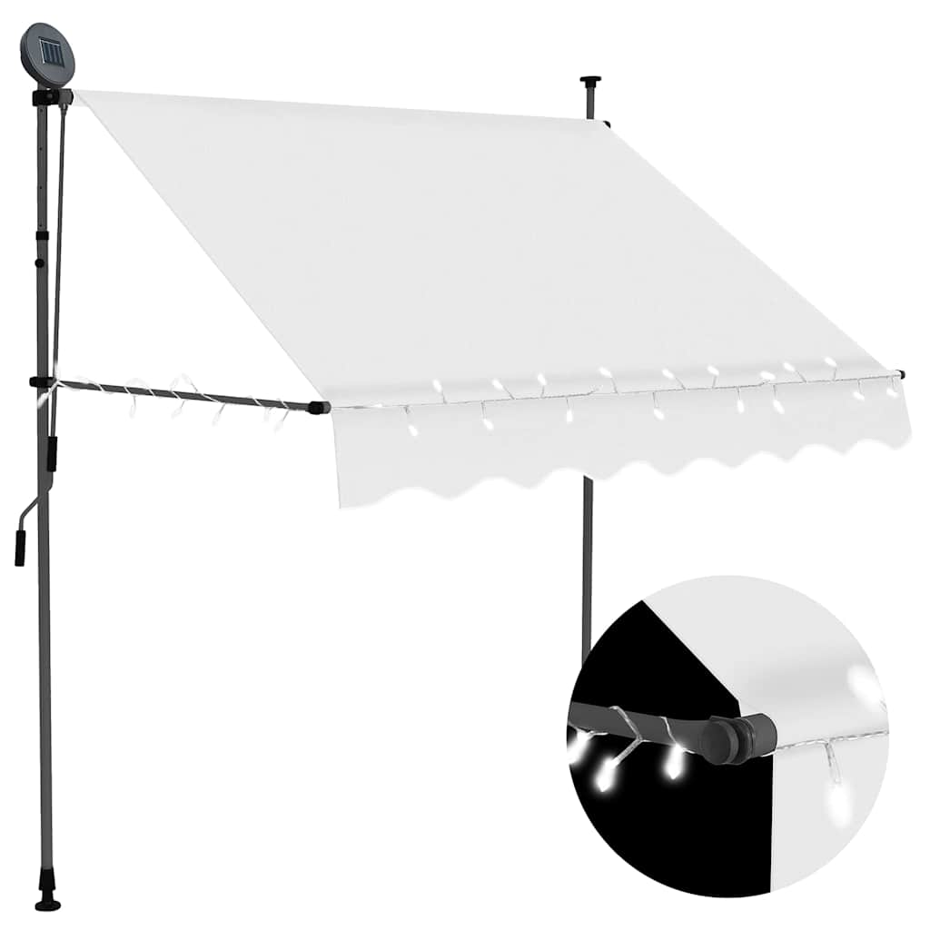 Käsitsi sissetõmmatav varikatus, LED, 100 cm, kreemjasvalge