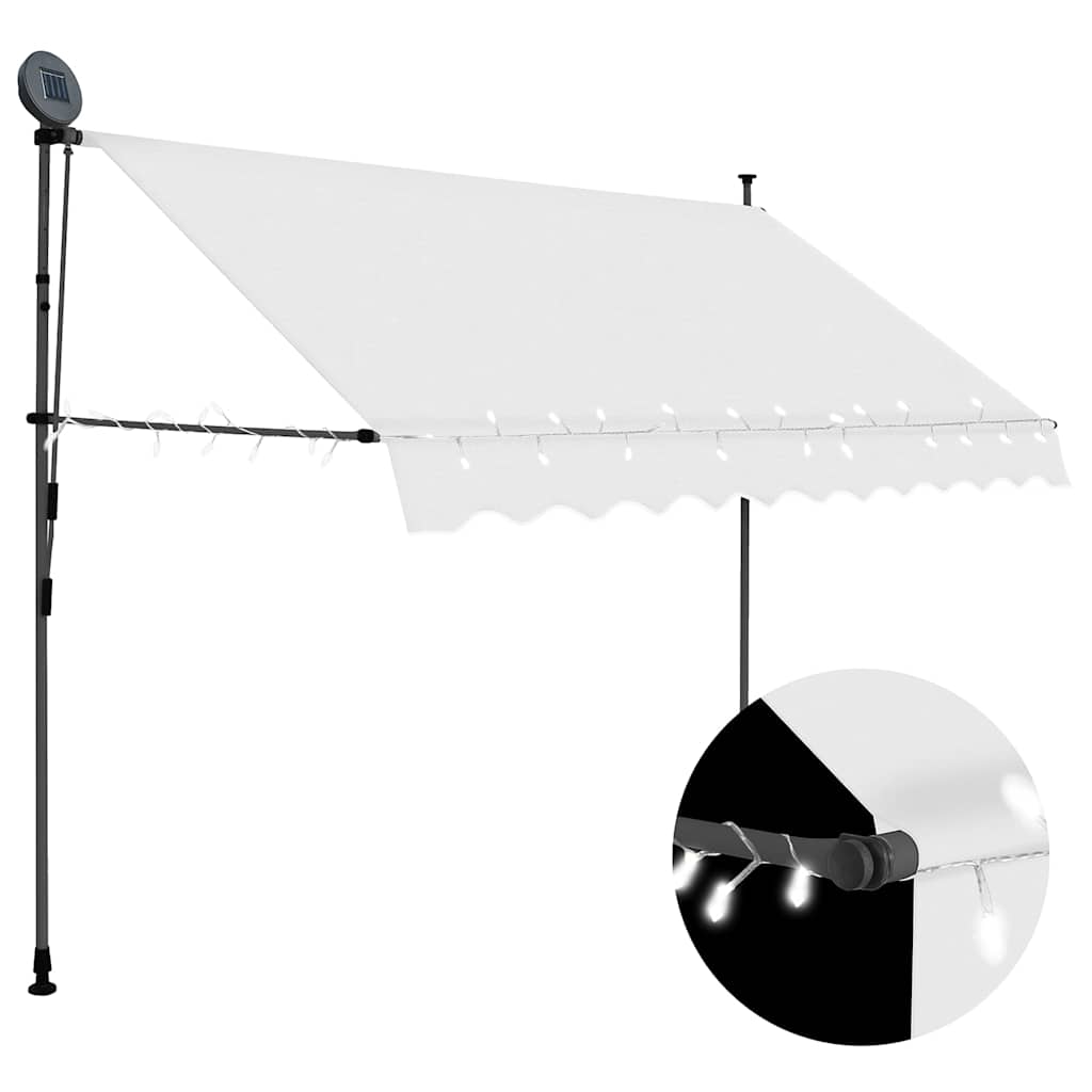 Käsitsi sissetõmmatav varikatus, LED, 250 cm, kreemjasvalge