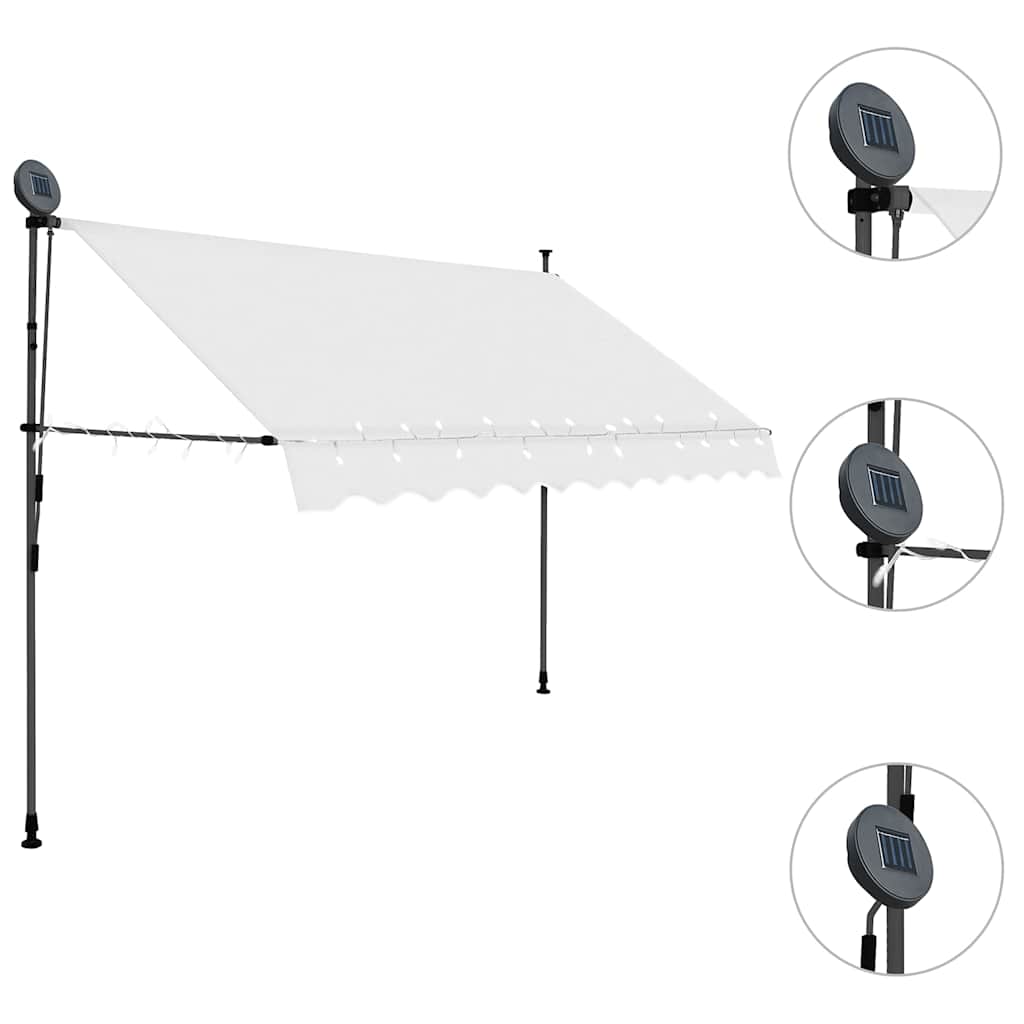 Käsitsi sissetõmmatav varikatus, LED, 250 cm, kreemjasvalge