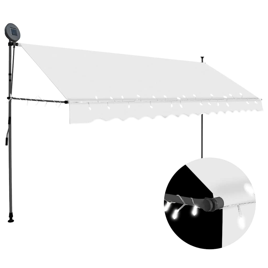 Käsitsi sissetõmmatav varikatus, LED, 350 cm, kreemjasvalge