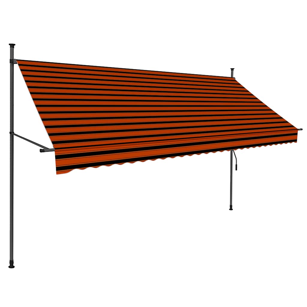 Käsitsi sissetõmmatav varikatus, LED, 300 cm, oranž ja pruun