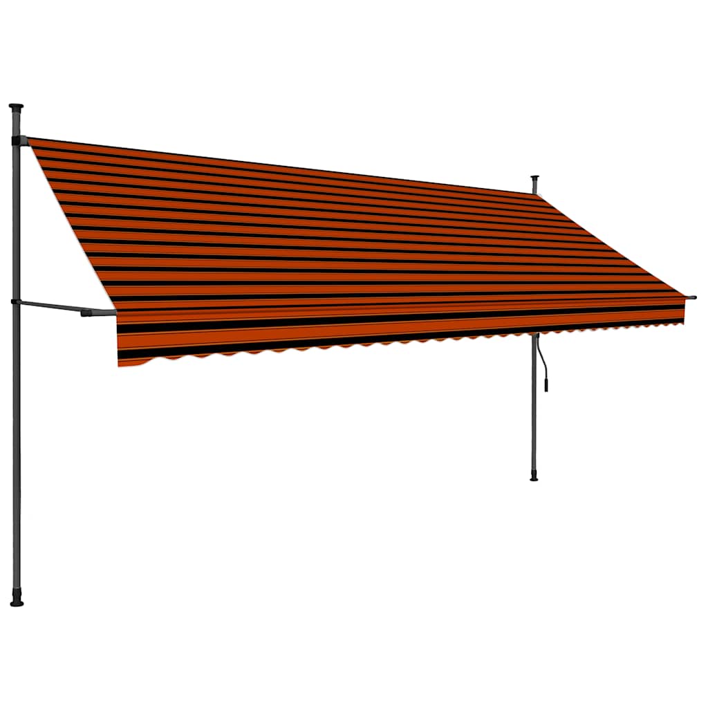 Käsitsi sissetõmmatav varikatus, LED, 350 cm, oranž ja pruun