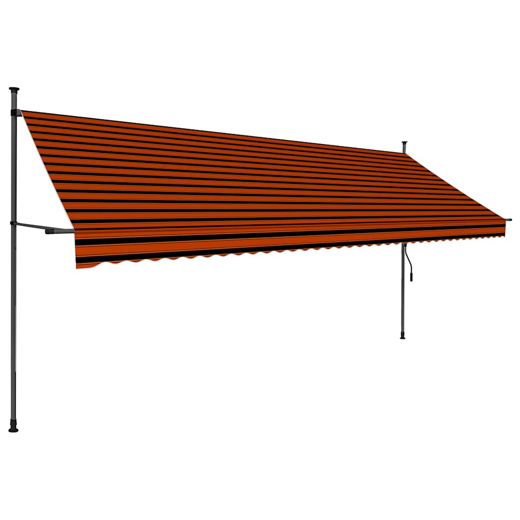 Käsitsi sissetõmmatav varikatus, LED, 400 cm, oranž ja pruun