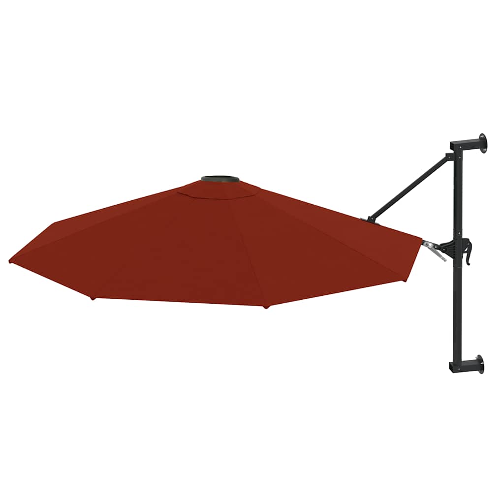 Seinale kinnitatav päiksevari, metallpost 300 cm, terrakota