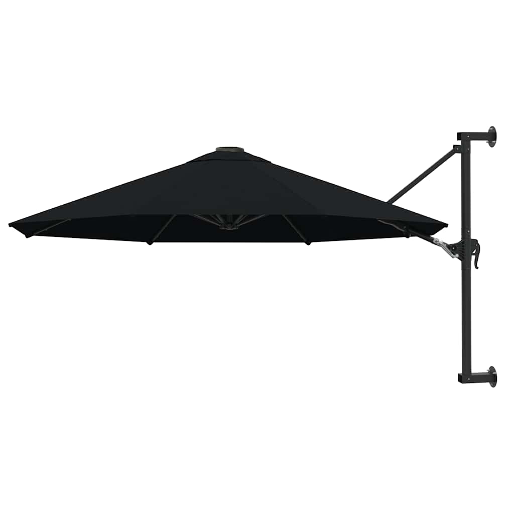 Seinale kinnitatav päikesevari, metallpostiga 300 cm, must
