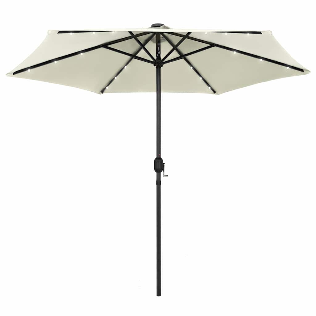 Aia päikesevari LED-tuledega, alumiiniumpost, 270 cm, helebeež