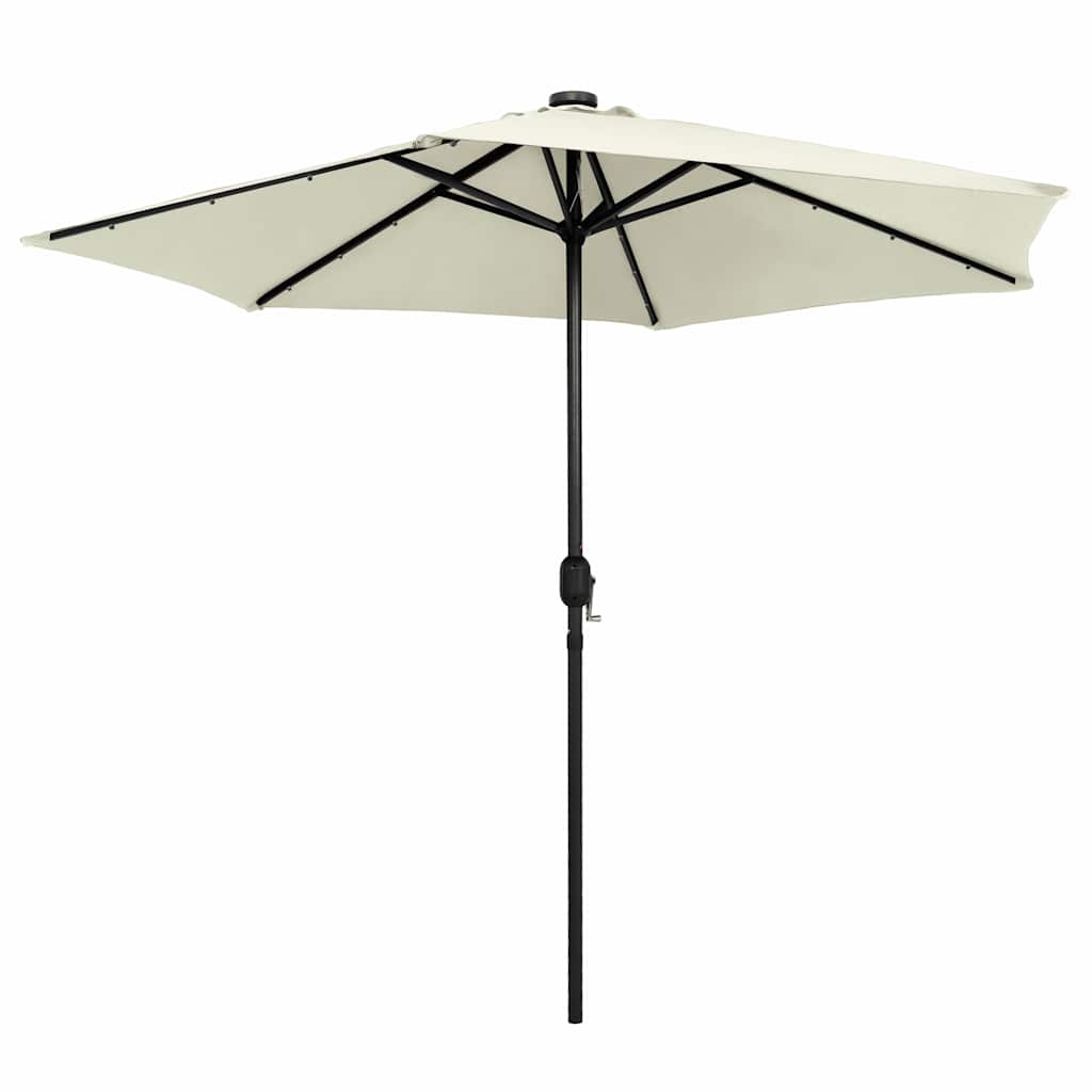 Aia päikesevari LED-tuledega, alumiiniumpost, 270 cm, helebeež