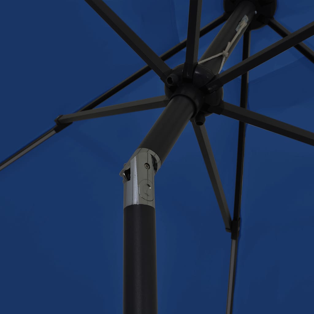 Aia päikesevari LED-tuledega, alumiiniumpost 300 cm taevasinine