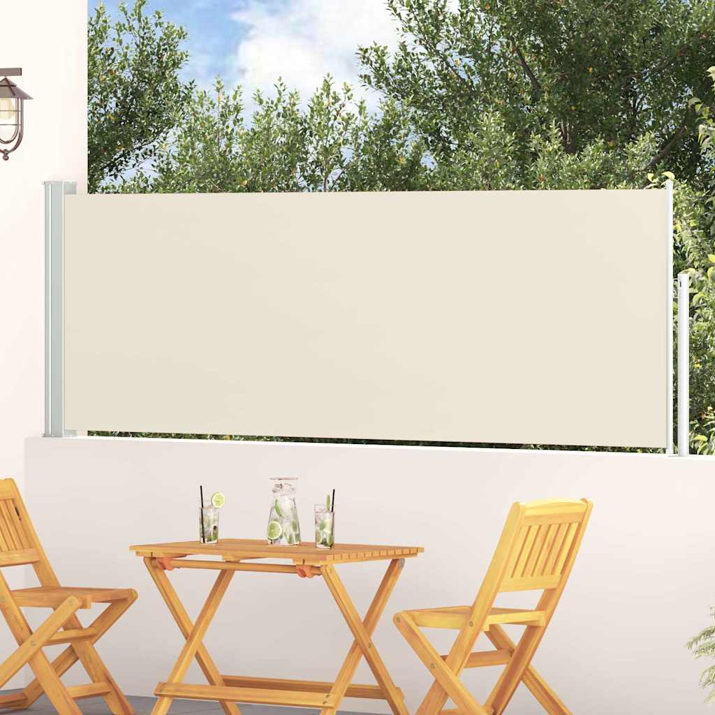 Lahtitõmmatav terrassi külgsein, 100 x 314 cm, kreemjasvalge