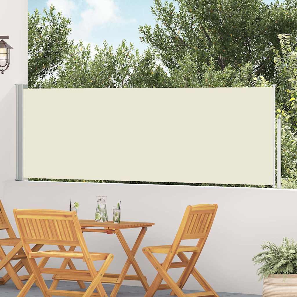 Lahtitõmmatav terrassi külgsein, 100 x 514 cm, kreemjasvalge