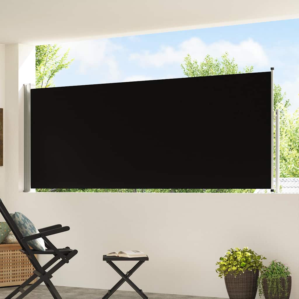 Lahtitõmmatav terrassi külgsein, 117x514 cm, must