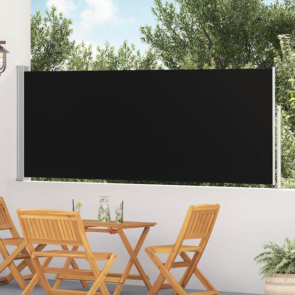 Lahtitõmmatav terrassi külgsein, 117x514 cm, must