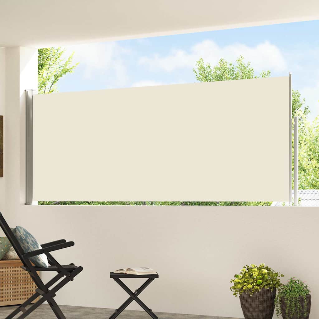 Lahtitõmmatav terrassi külgsein, 117x514 cm, kreemjasvalge