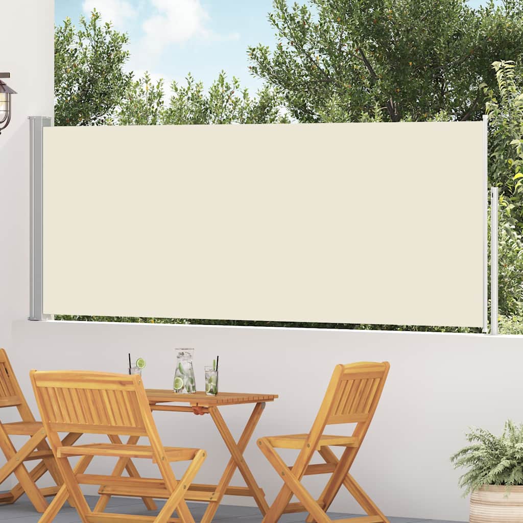 Lahtitõmmatav terrassi külgsein, 117x514 cm, kreemjasvalge