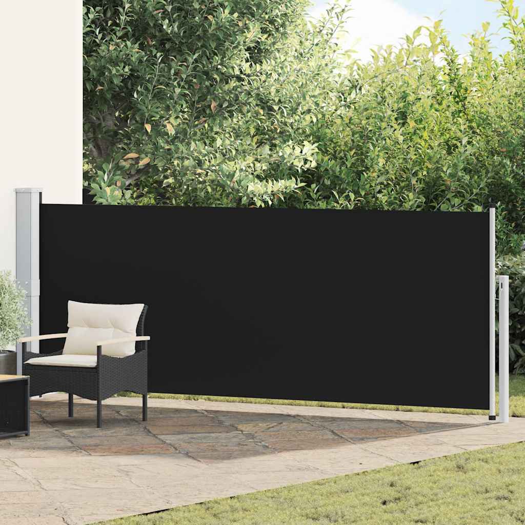 Lahtitõmmatav terrassi külgsein, 140 x 514 cm, must