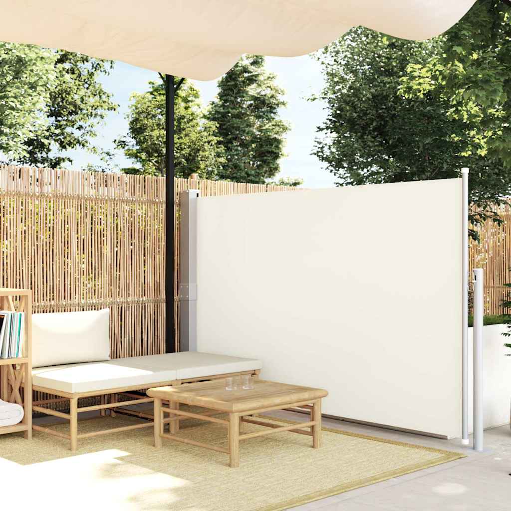 Lahtitõmmatav terrassi külgsein, 140 x 514 cm, kreemjasvalge