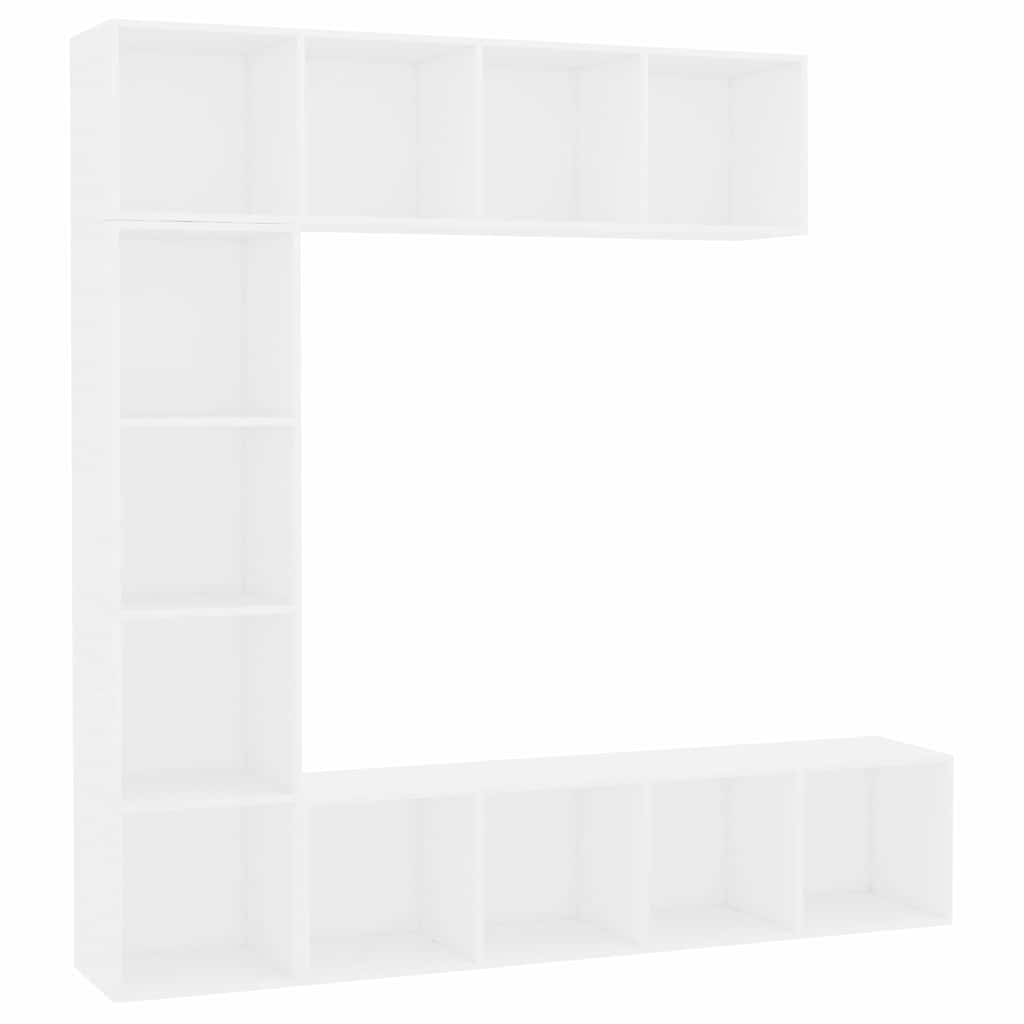 3-osaline raamatu-/telerikapp, valge 180x30x180 cm