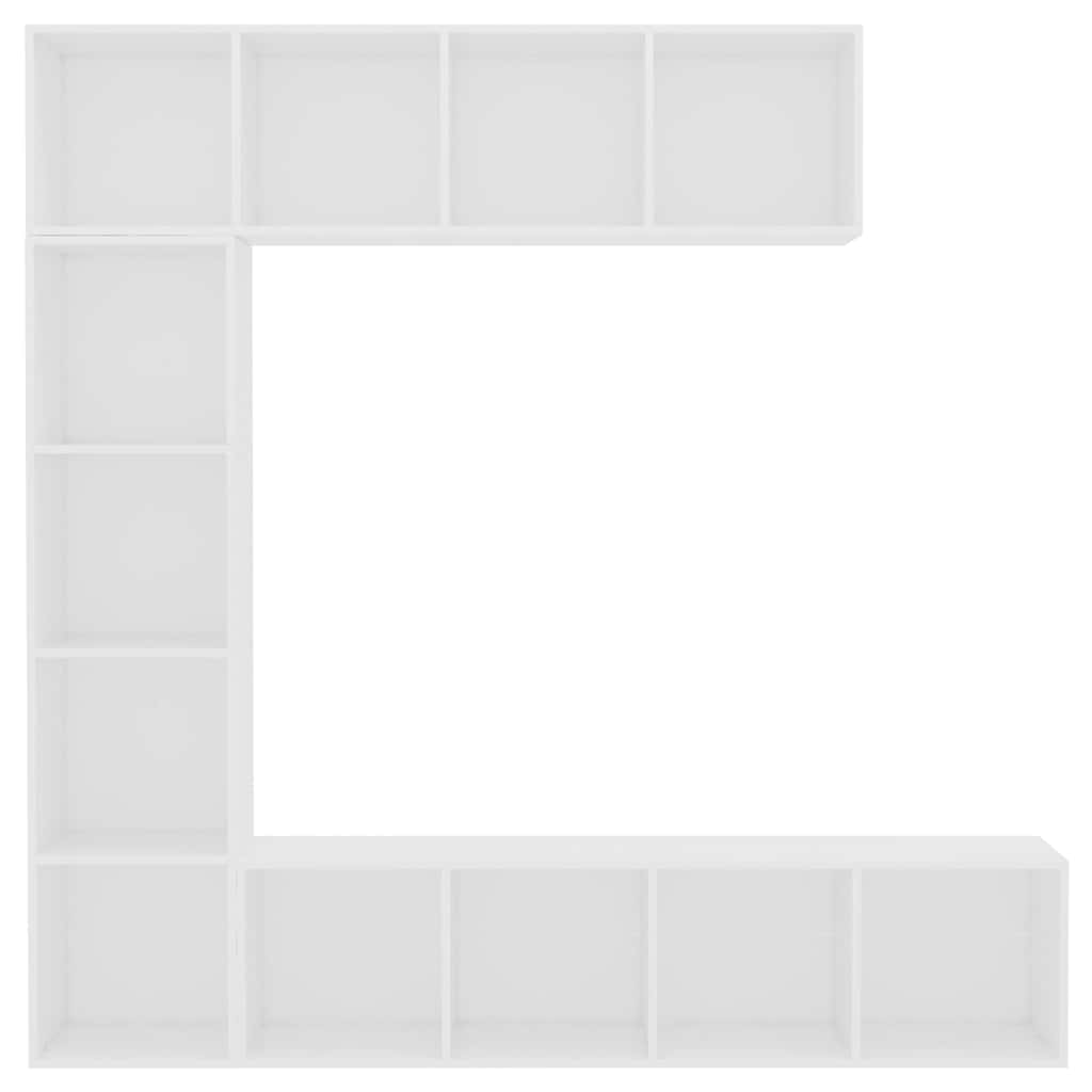 3-osaline raamatu-/telerikapp, valge 180x30x180 cm