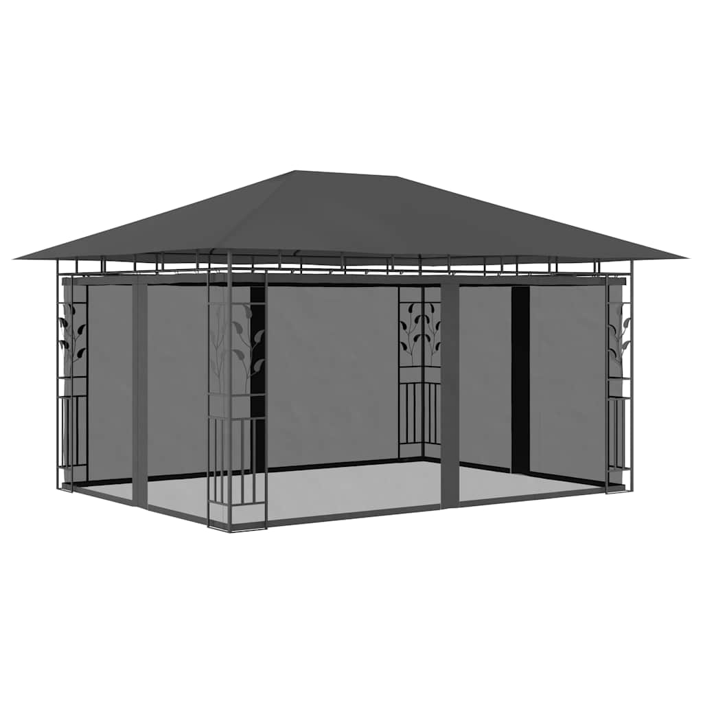Varjualune sääsevõrguga, 4 x 3 x 2,73 m, antratsiit, 180 g/m²