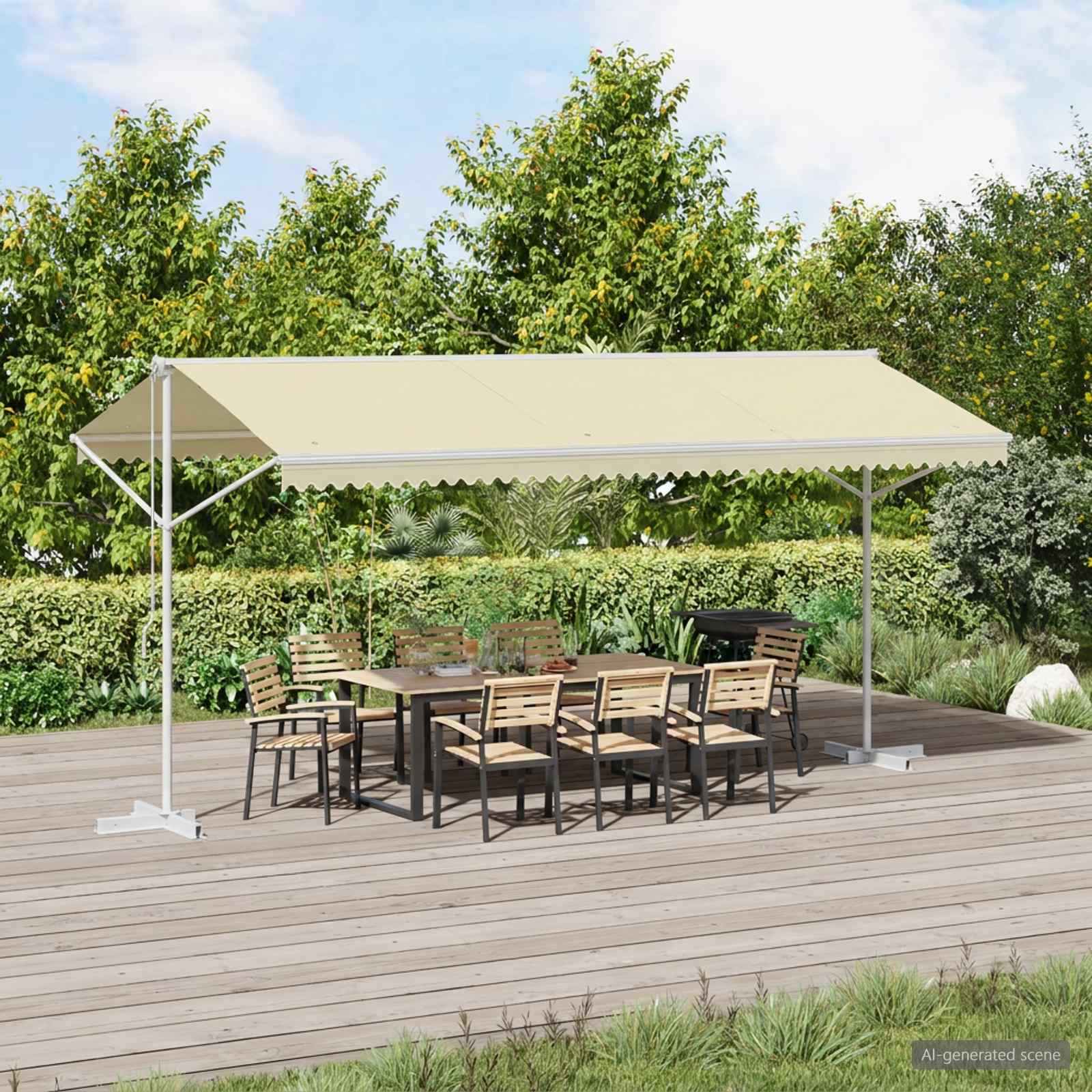 Iseseisev varikatus 500 x 300 cm, kreemjasvalge