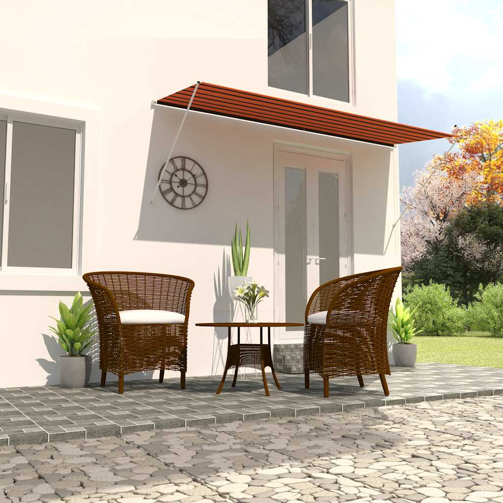 Sissetõmmatav varikatus, 350 x 150 cm, oranž ja pruun