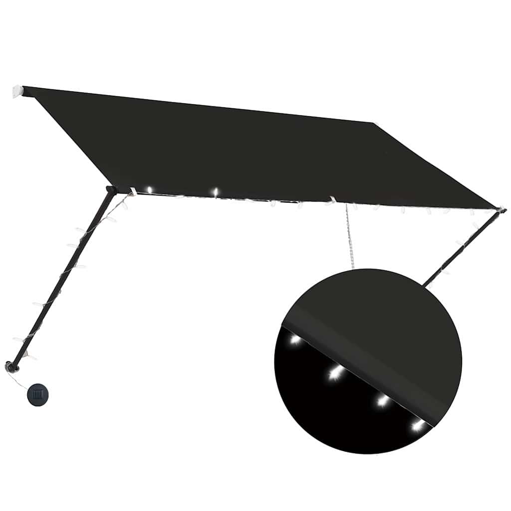 Sissetõmmatav varikatus LEDiga, 250 x 150 cm, antratsiithall