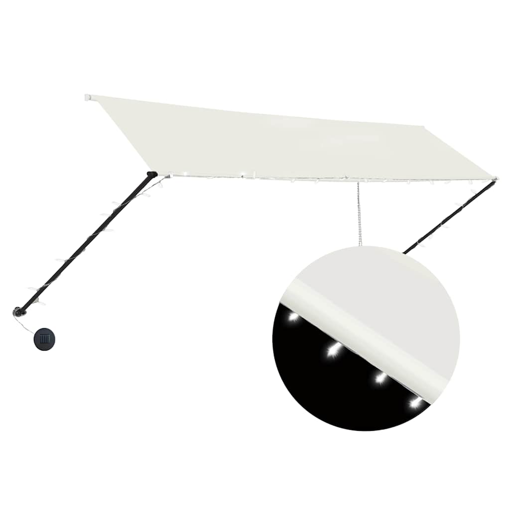 Kokkupandav varikatus LEDiga, 350 x 150 cm, kreemjasvalge