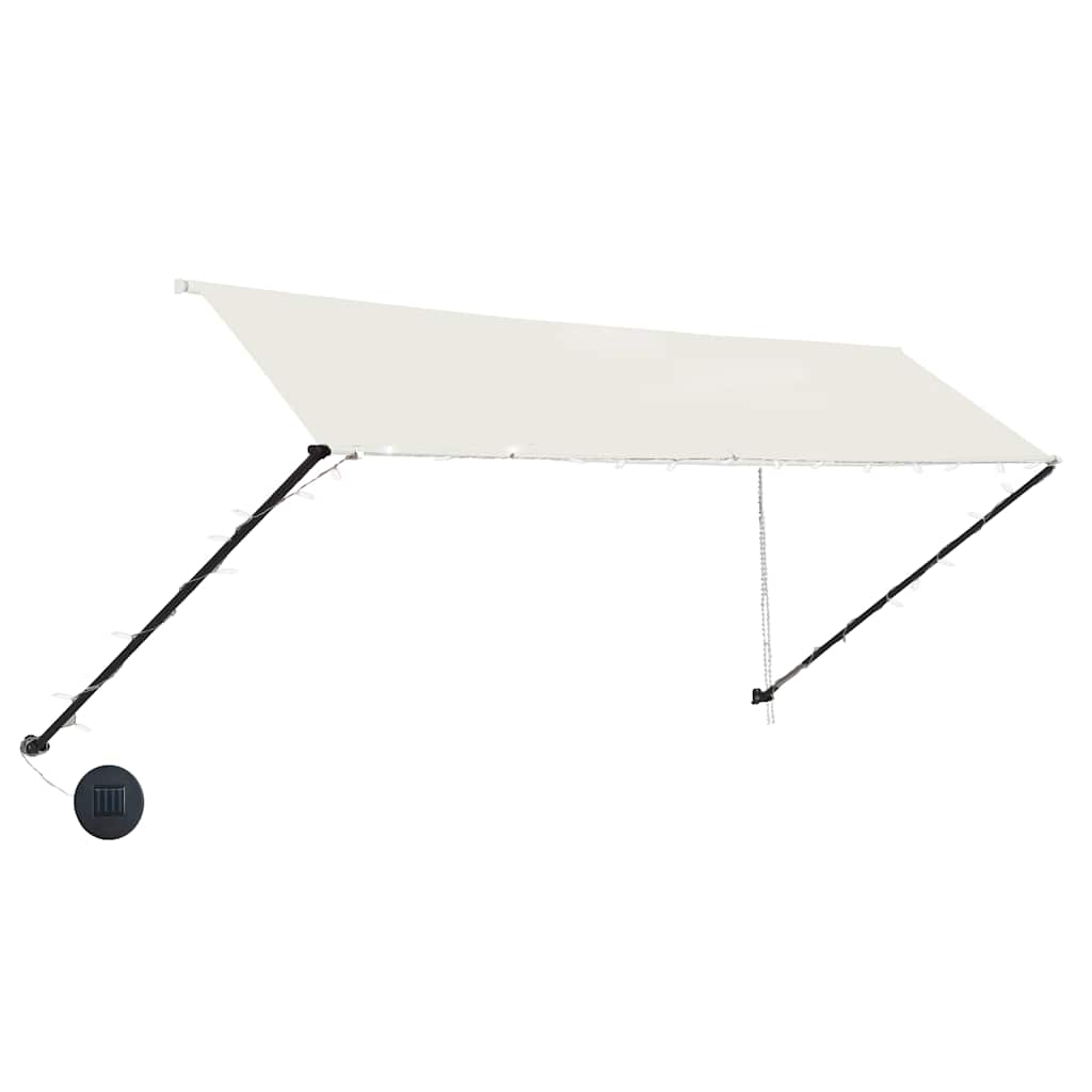Kokkupandav varikatus LEDiga, 350 x 150 cm, kreemjasvalge