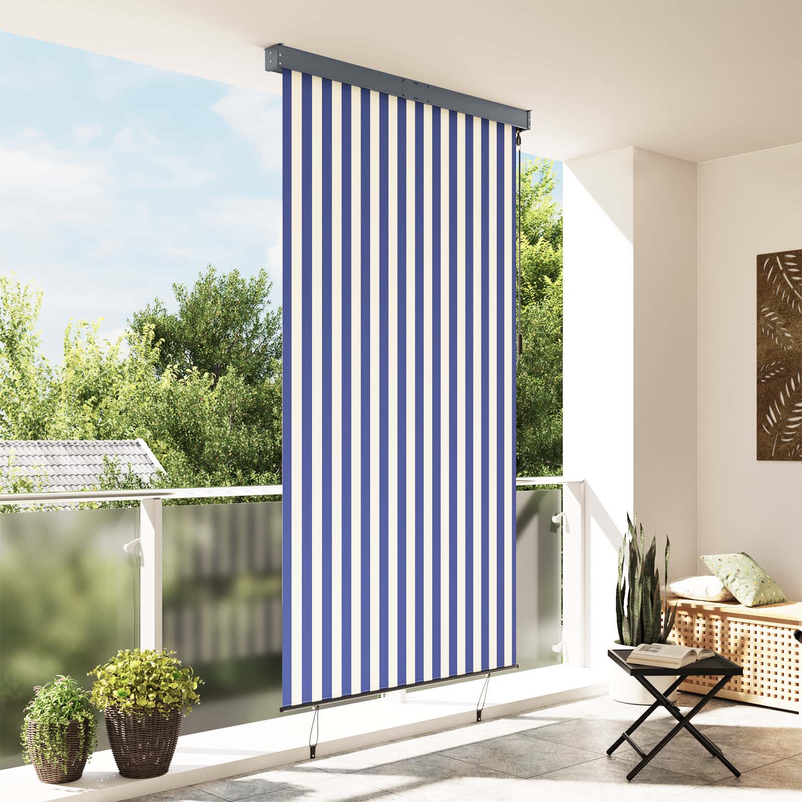 Väliruloo 140 x 250 cm, sinine ja valge
