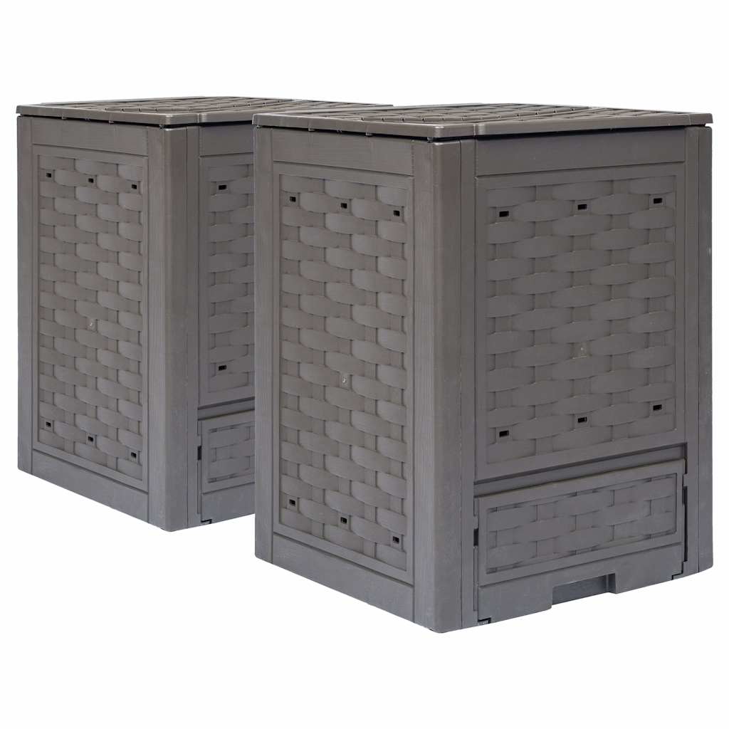 Aiakompostrid 2 tk, pruun, 60 x 60 x 83 cm, 600 l, plastrotang