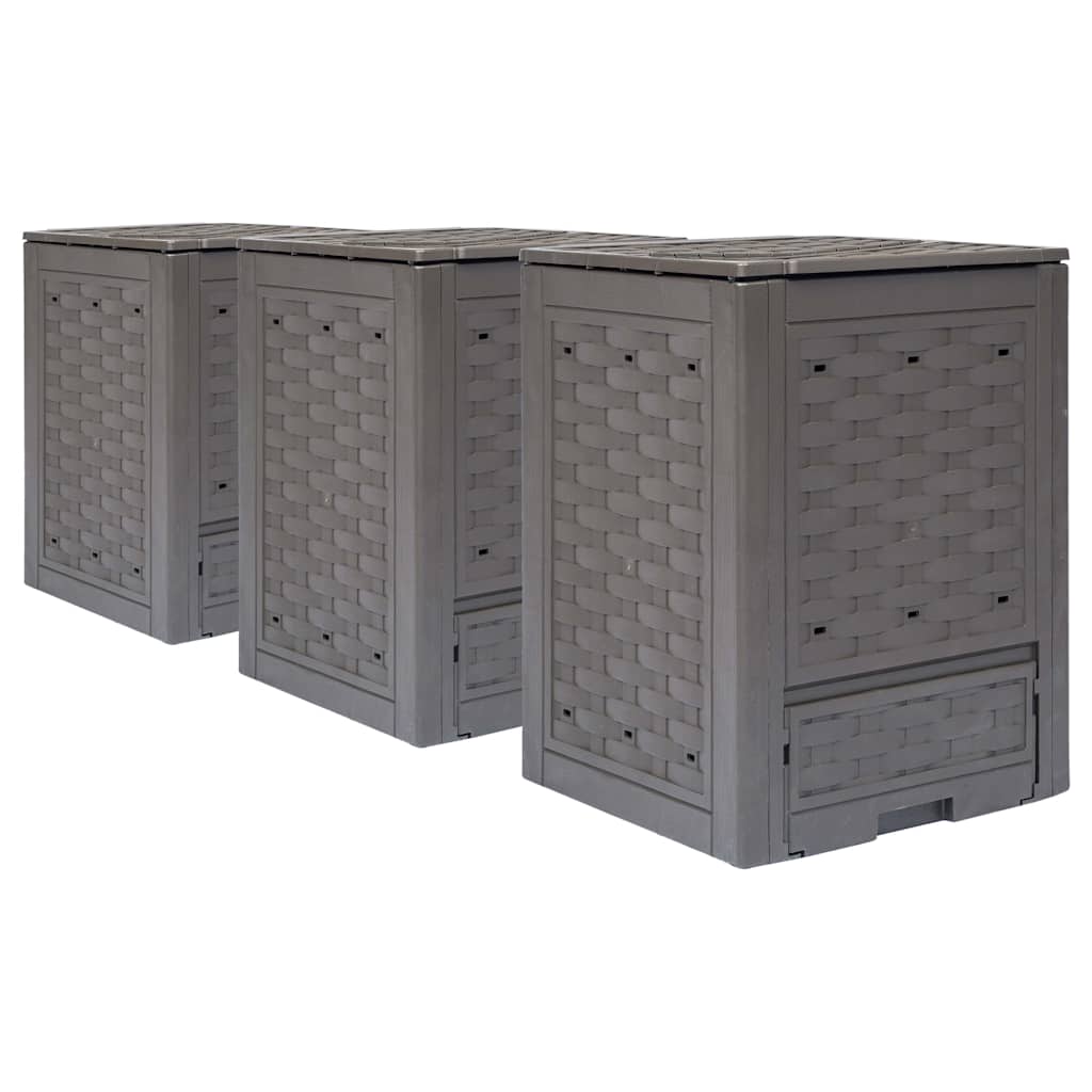 Aiakompostrid 3 tk, pruun, 60 x 60 x 83 cm, 900 l, plastrotang
