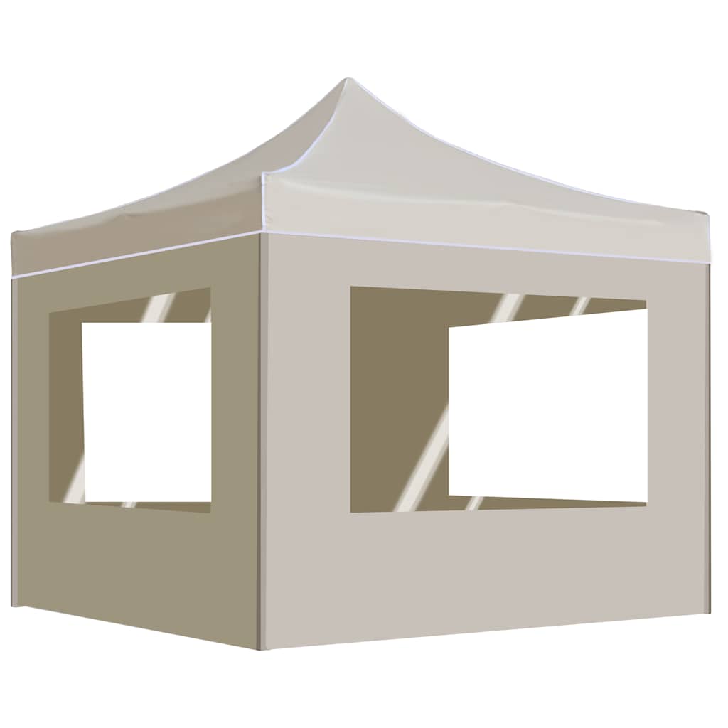 Kokkupandav peotelk seintega, alumiinium, 2 x 2 m kreemjasvalge