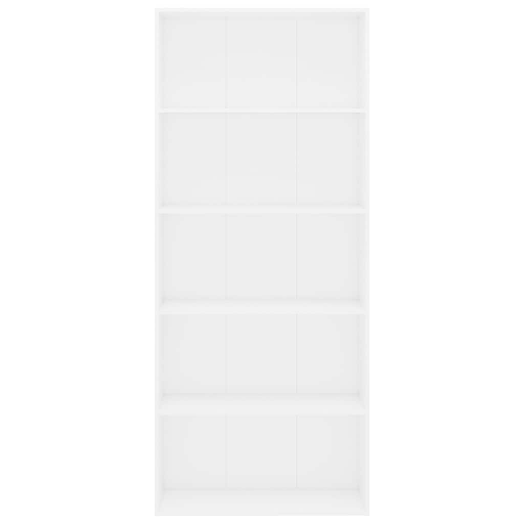 5-korruseline raamaturiiul, valge 80x30x189 cm, tehispuit