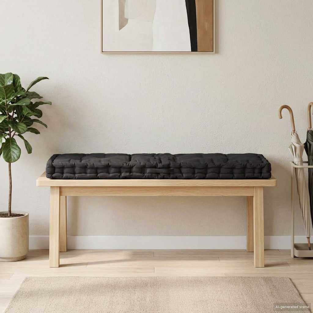 Euroaluse istumispadi, puuvill, 120 x 40 x 7 cm, must