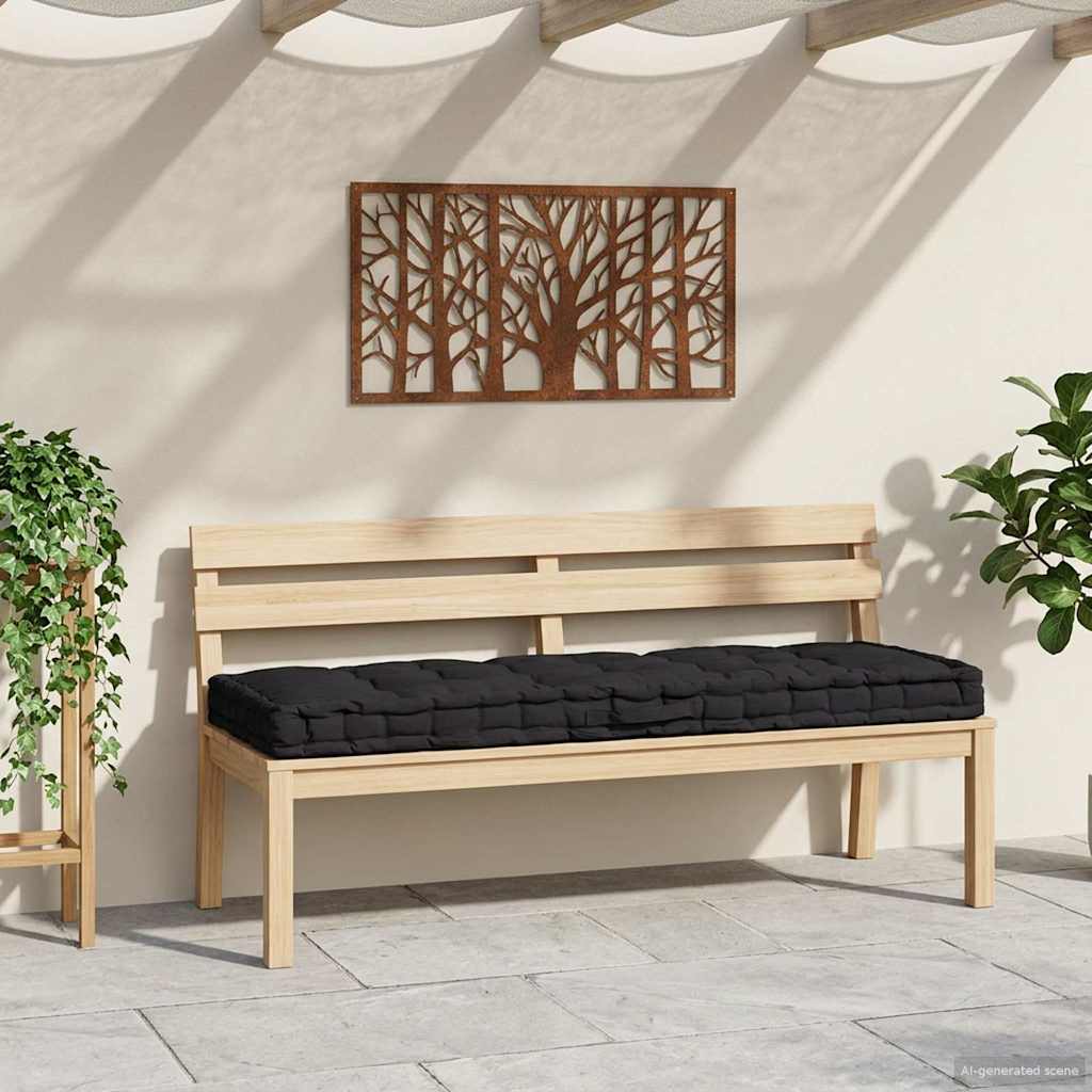 Euroaluse istumispadi, puuvill, 120 x 80 x 10 cm, must