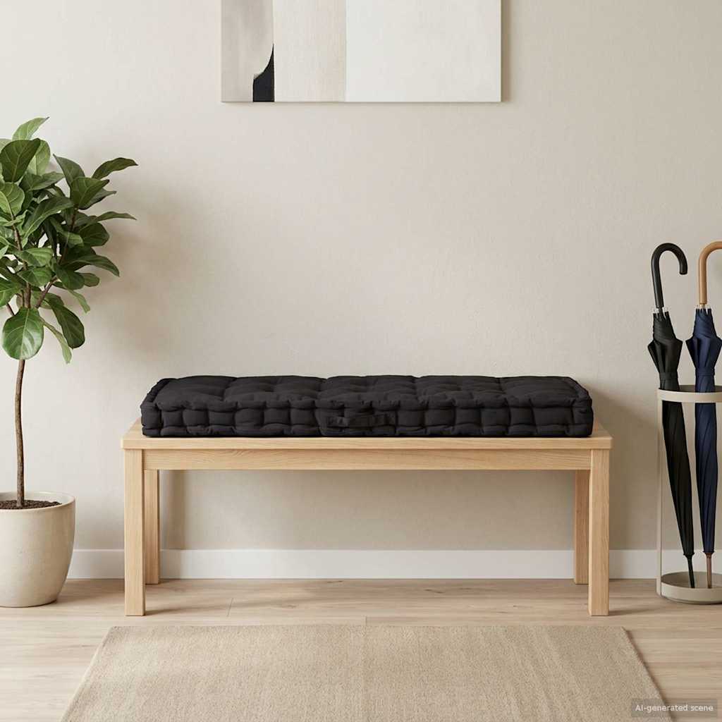 Euroaluse istumispadi, puuvill, 120 x 80 x 10 cm, must