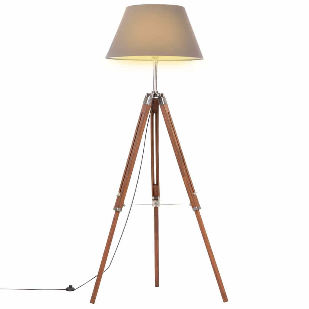 Kolme jalaga põrandalamp, meepruun ja hall tiikpuu, 141 cm