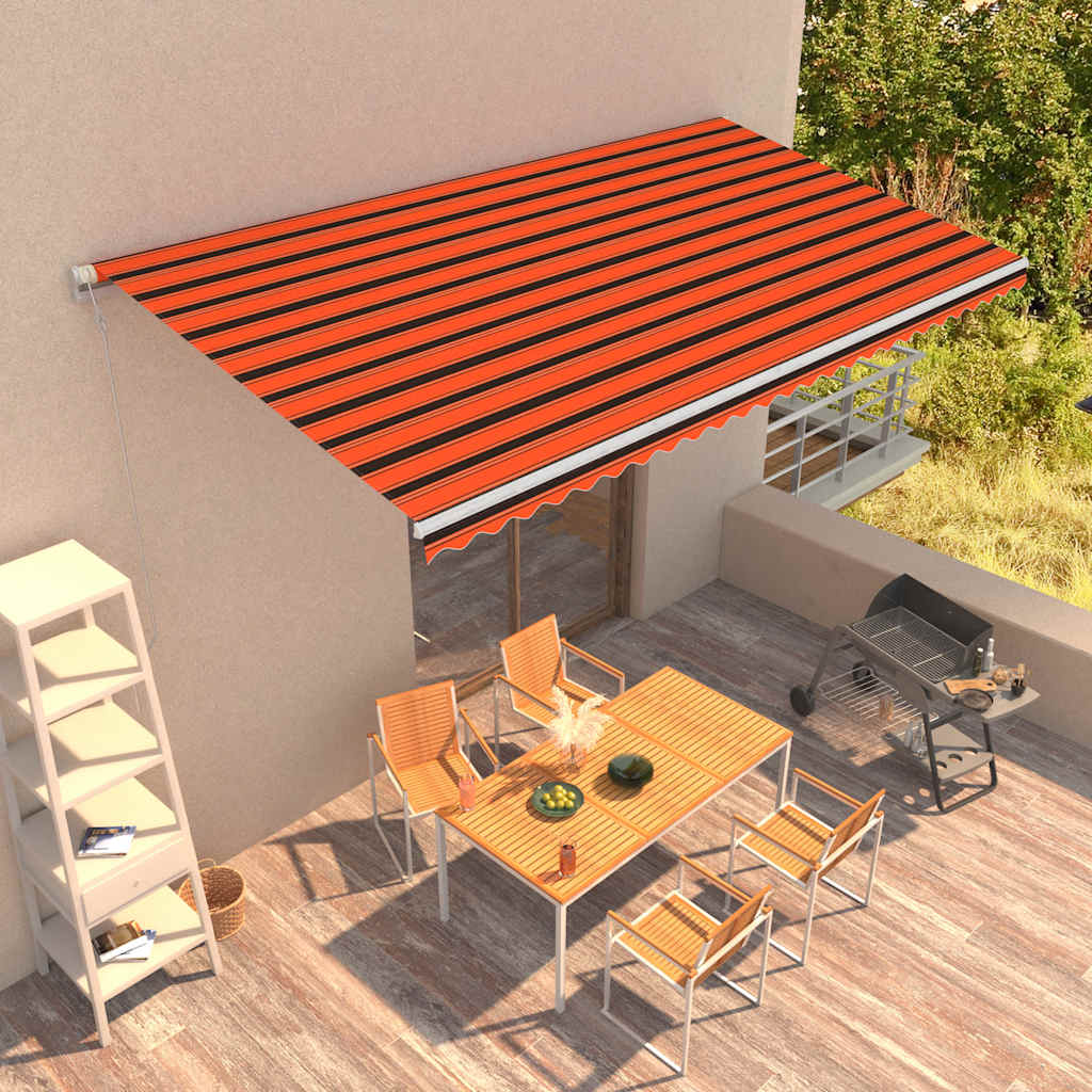 Automaatselt sissetõmmatav varikatus 600x300 cm oranž ja pruun