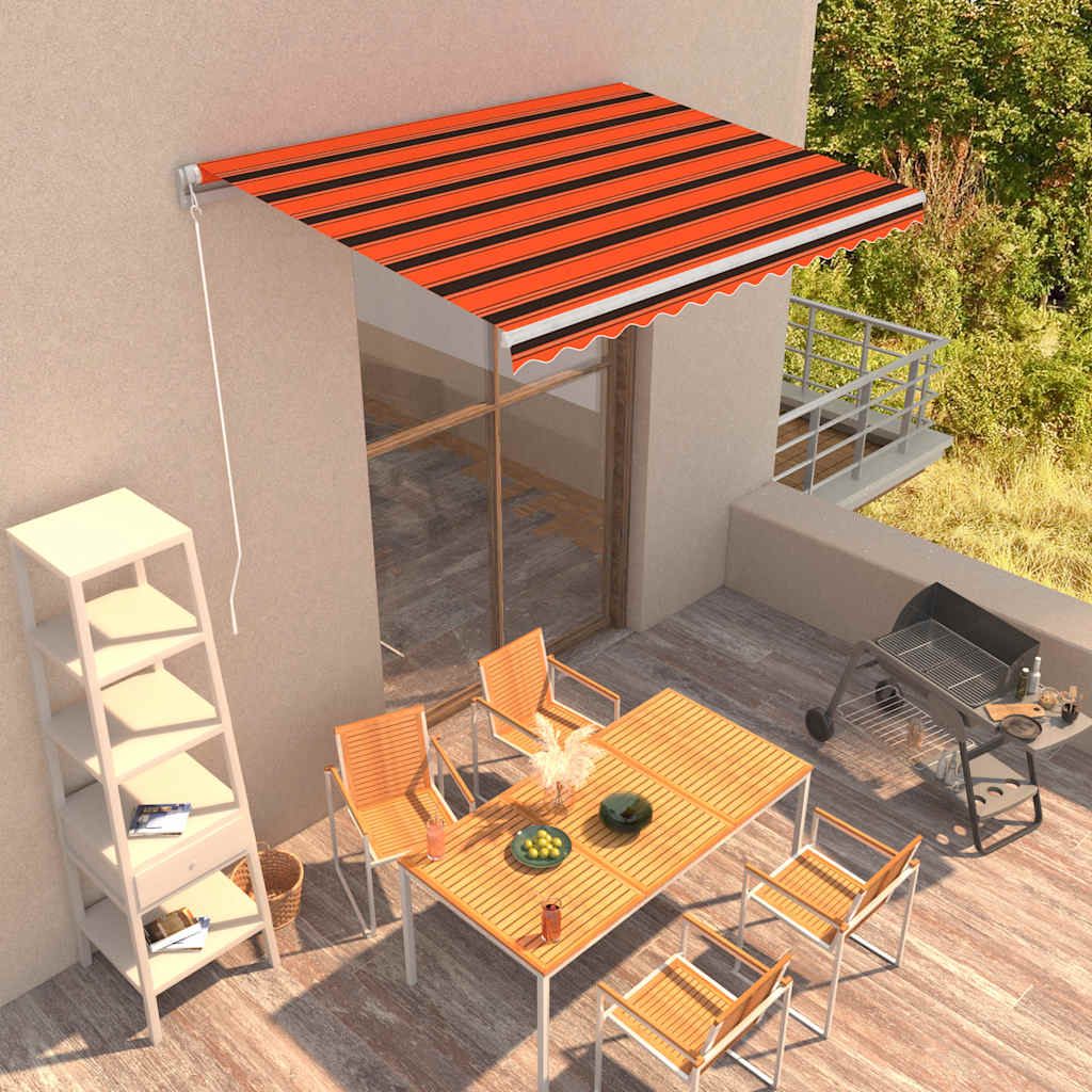 Käsitsi sissetõmmatav varikatus, 350 x 250 cm, oranž ja pruun