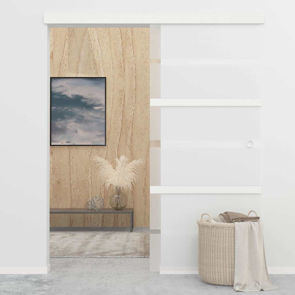 Liuguks, ESG-klaas ja alumiinium, 90 x 205 cm, hõbedane