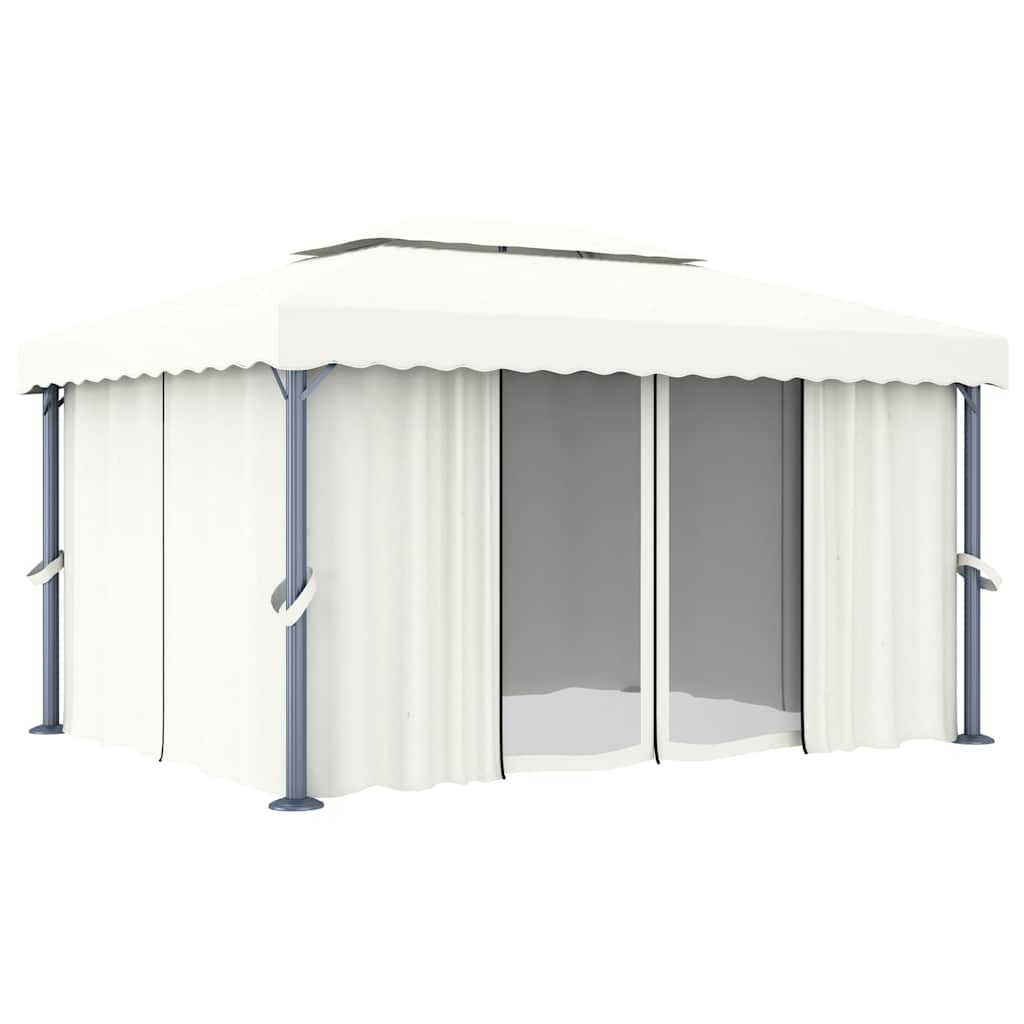 Varjualune kardinaga 4 x 3 m, kreemjasvalge, alumiinium