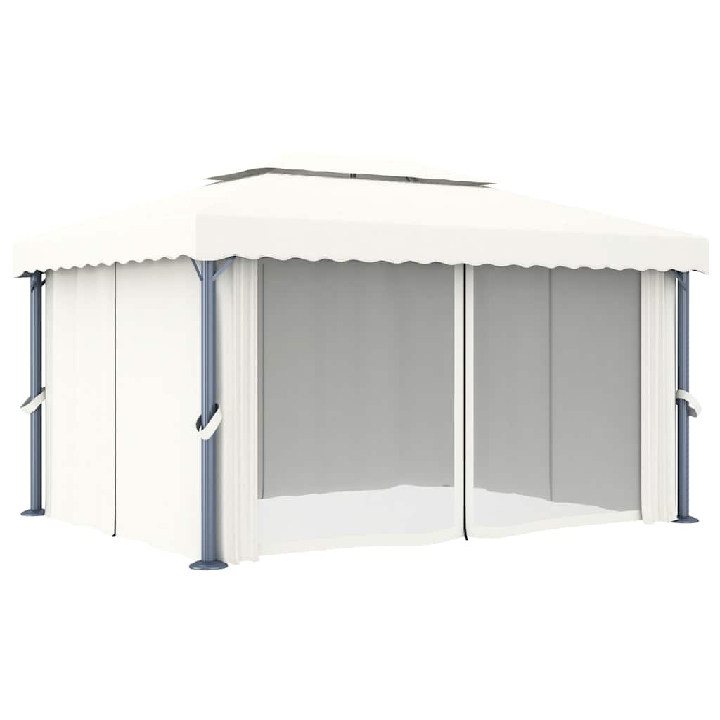 Varjualune kardinaga 4 x 3 m, kreemjasvalge, alumiinium