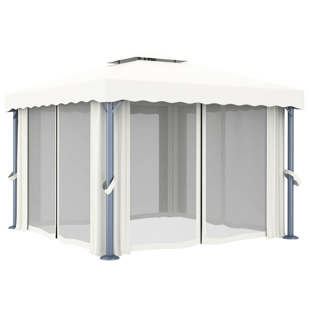 Varjualune kardinaga 3 x 3 m, kreemjasvalge, alumiinium