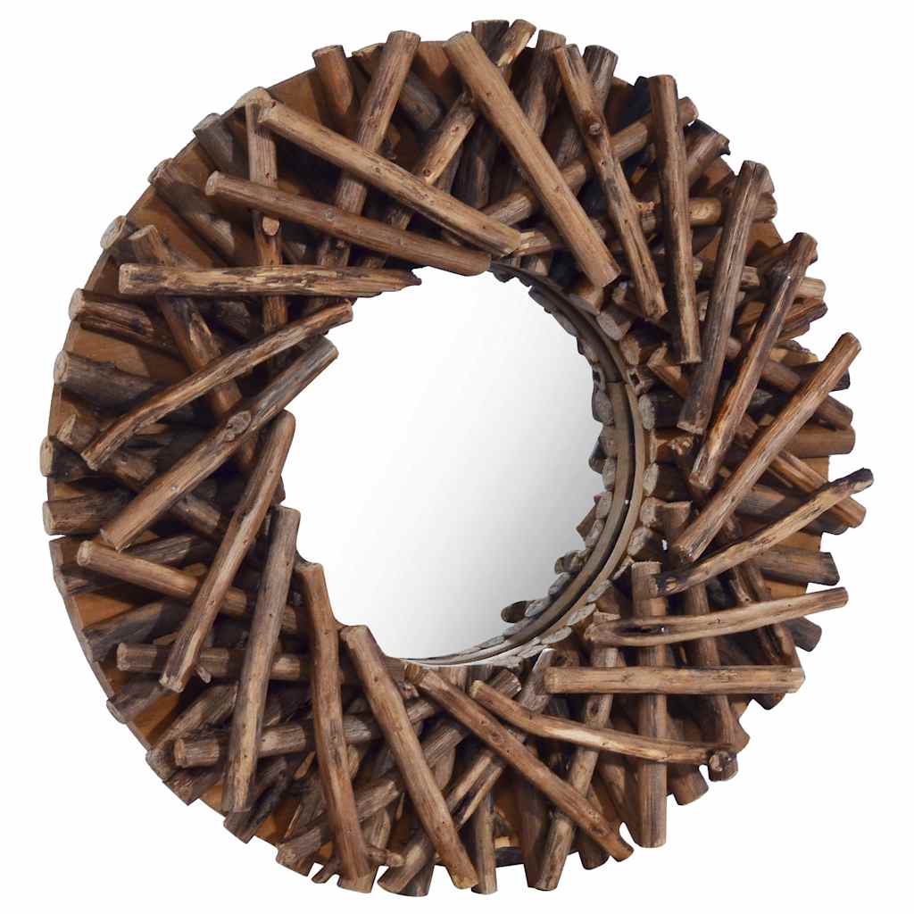 Seinapeegel, 40 cm, tiikpuu, ümmargune