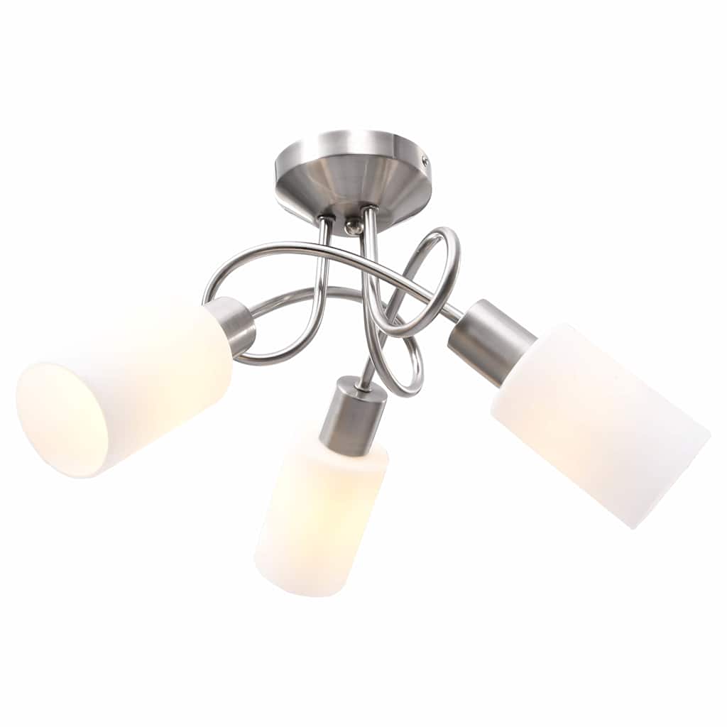 Laelamp keraamiliste varjudega 3 E14 pirni jaoks, valge koonus
